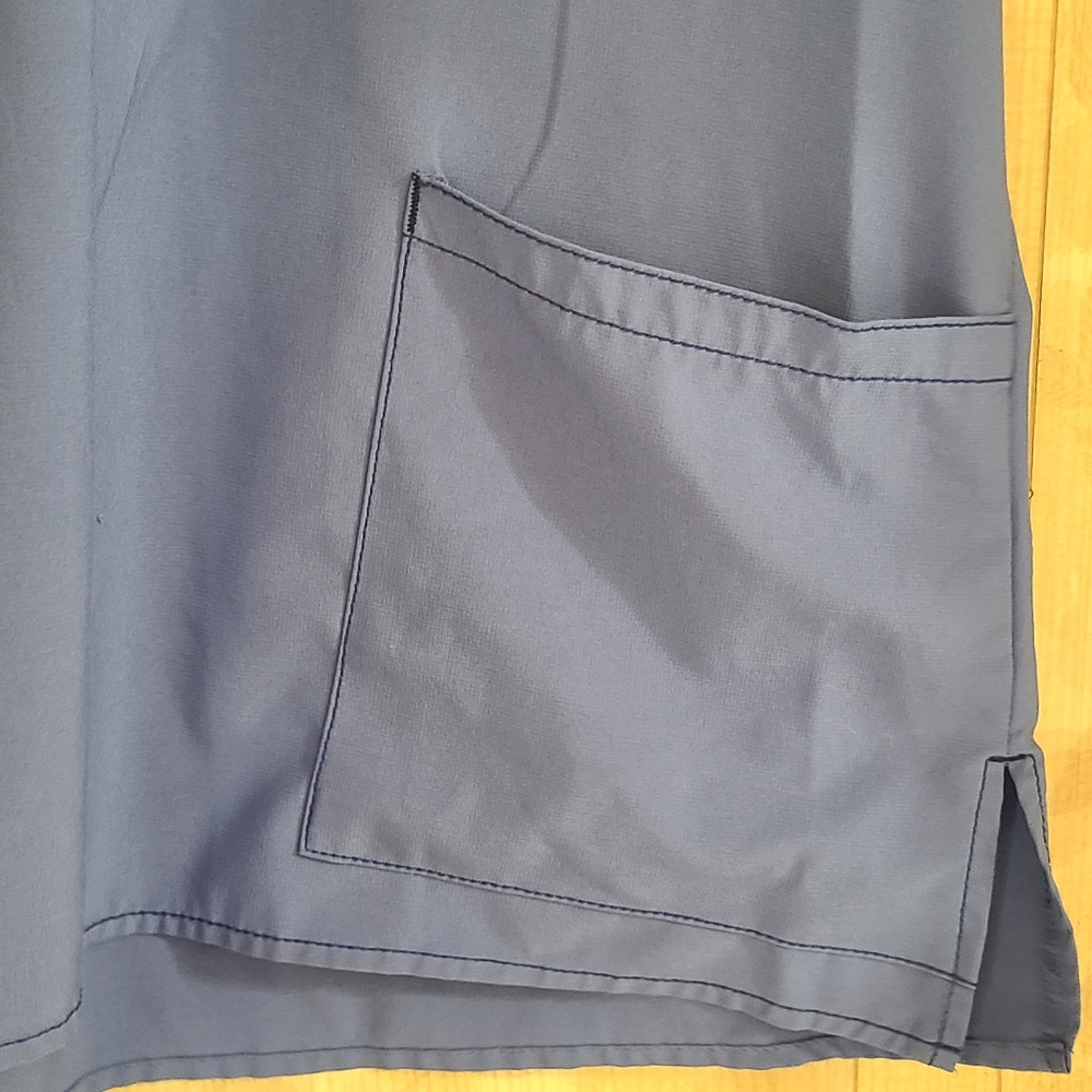 Carhartt Force Blue XL Scrub Top Medical Multi-Pockets V-Neck Unisex Stretch - Picture 4 of 10
